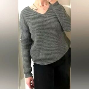 Pink Rose Distressed Collar Tie Back Pullover For Women